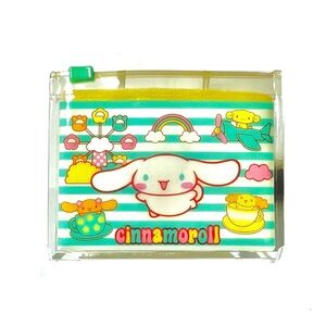 Vintage Sanrio Cinnamoroll Wallet Pouch Plastic Slide Zip 2006 Stripe Ferris New